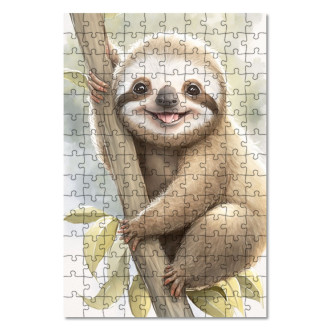 Dřevěné puzzle Akvarelový lenochod