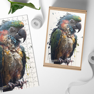 Dřevěné puzzle Graffiti papoušek