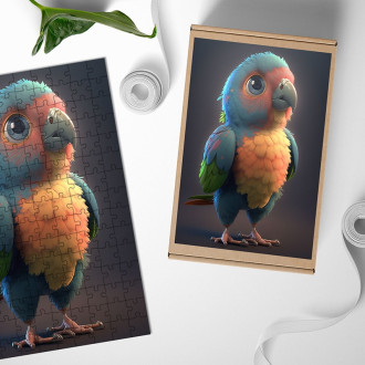 Dřevěné puzzle Roztomilý papoušek