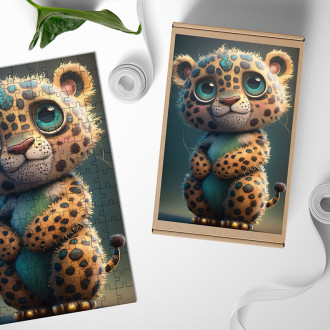 Dřevěné puzzle Animovaný leopard