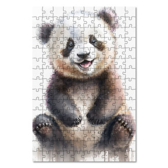 Dřevěné puzzle Akvarelová panda