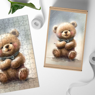 Dřevěné puzzle Akvarelový medvídek