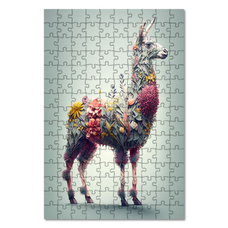 Dřevěné puzzle Květinová lama