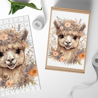 Dřevěné puzzle Mládě velblouda v květinách