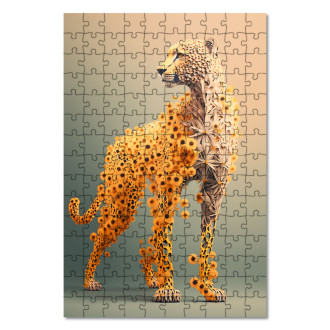 Dřevěné puzzle Květinový gepard