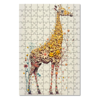 Dřevěné puzzle Květinové žirafa