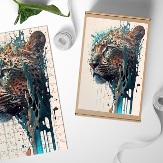 Dřevěné puzzle Graffiti levhart