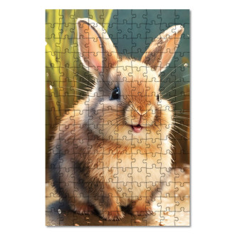 Dřevěné puzzle Akvarelový zajíc