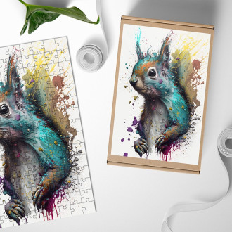 Dřevěné puzzle Graffiti veverka
