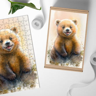 Dřevěné puzzle Akvarelový medvěd