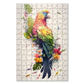 Dřevěné puzzle Květinový papoušek