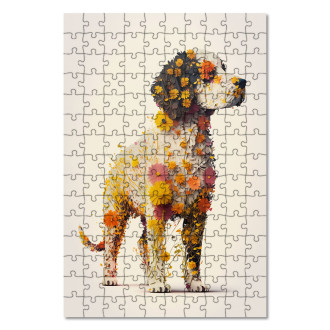 Dřevěné puzzle Květinový pes