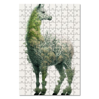 Dřevěné puzzle Přírodní lama