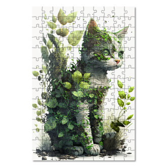 Dřevěné puzzle Přírodní kočka