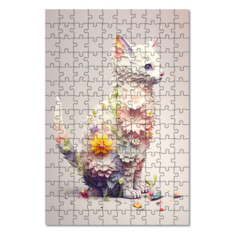 Dřevěné puzzle Květinová kočka