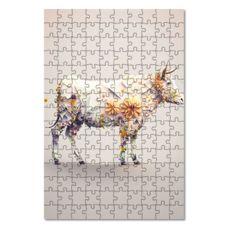 Dřevěné puzzle Květinová kráva