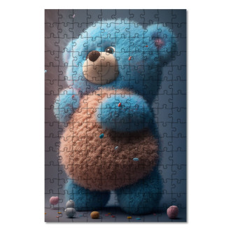 Dřevěné puzzle Animovaný modrý medvěd