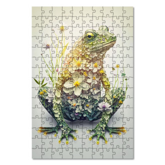 Dřevěné puzzle Květinová žába