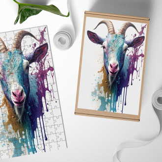 Dřevěné puzzle Graffiti koza