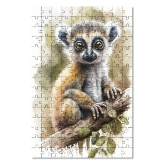 Dřevěné puzzle Akvarelový lemur