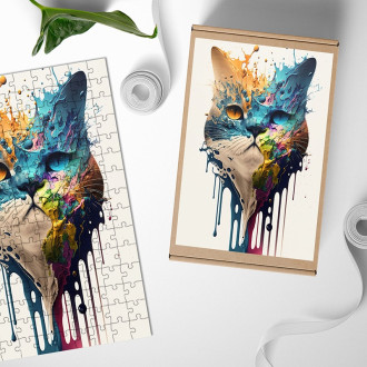 Dřevěné puzzle Graffiti kočka