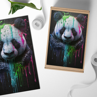 Dřevěné puzzle Graffiti panda