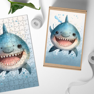 Dřevěné puzzle Akvarelový žralok