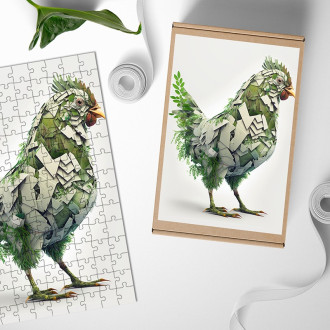 Dřevěné puzzle Přírodní slepice