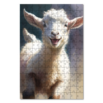 Dřevěné puzzle Akvarelová koza