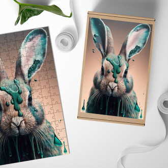 Dřevěné puzzle Graffiti zajíc