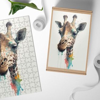 Dřevěné puzzle Graffiti žirafa