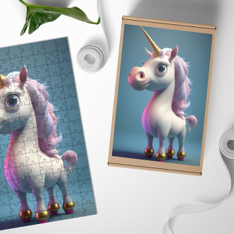Dřevěné puzzle Roztomilý jednorožec