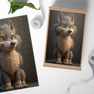 Dřevěné puzzle Animovaný vlk