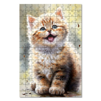 Dřevěné puzzle Akvarelová kočka