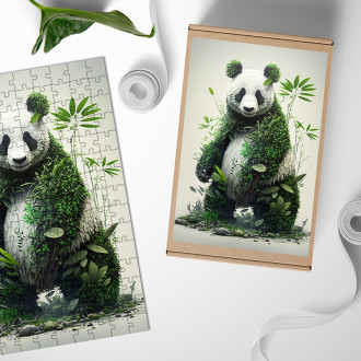 Dřevěné puzzle Přírodní panda