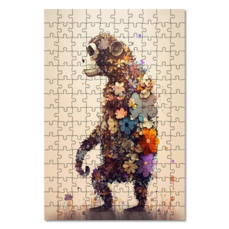 Dřevěné puzzle Květinový šimpanz