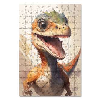 Dřevěné puzzle Akvarelový dinosaur
