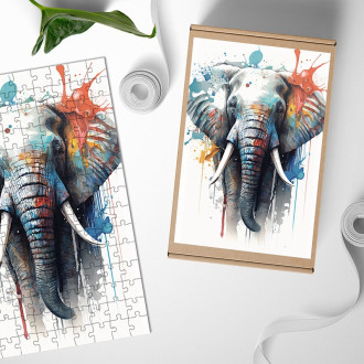 Dřevěné puzzle Graffiti slon