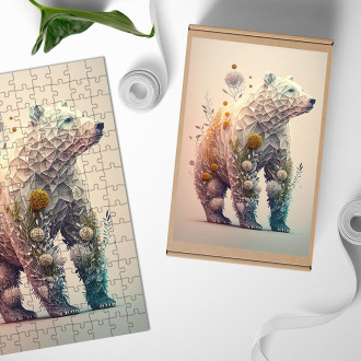 Dřevěné puzzle Květinový medvěd