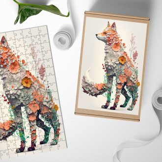 Dřevěné puzzle Květinová liška