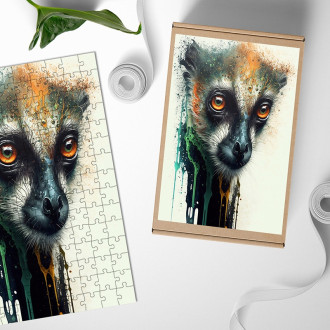 Dřevěné puzzle Graffiti lemur