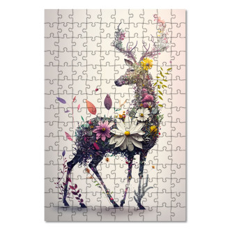 Dřevěné puzzle Květinový jelen