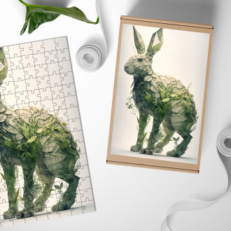 Dřevěné puzzle Přírodní zajíc