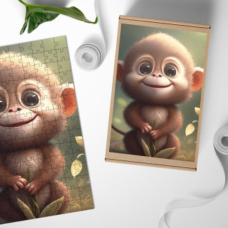 Dřevěné puzzle Roztomilý opičák