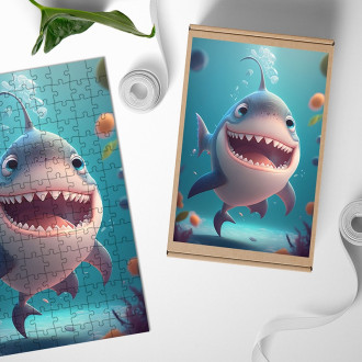 Dřevěné puzzle Roztomilý žralok