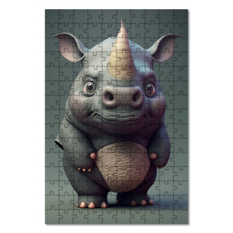 Dřevěné puzzle Animovaný nosorožec