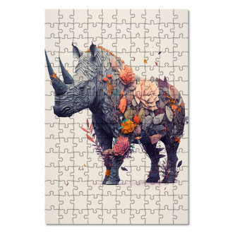 Dřevěné puzzle Květinový nosorožec