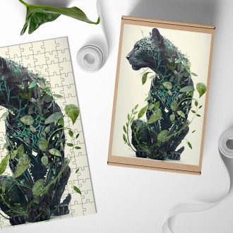 Dřevěné puzzle Přírodní panter