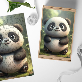 Dřevěné puzzle Animovaná panda
