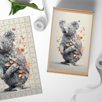 Dřevěné puzzle Květinová koala